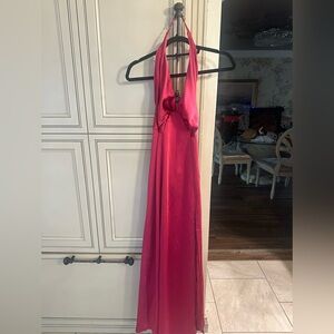 Free People Red Halter Backless Gown